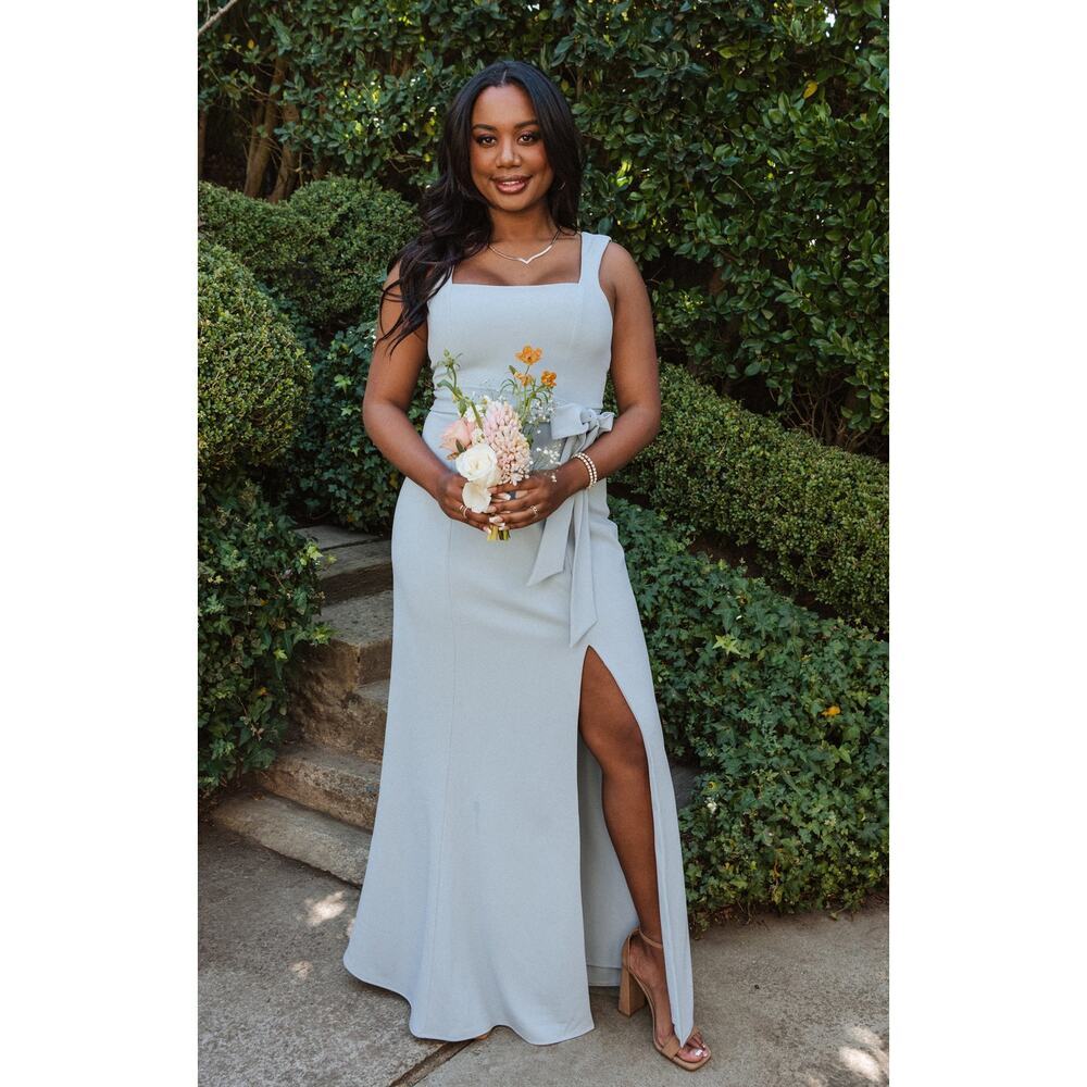 Show Me Your MuMu Light Blue Maxi Dress with Side Slit